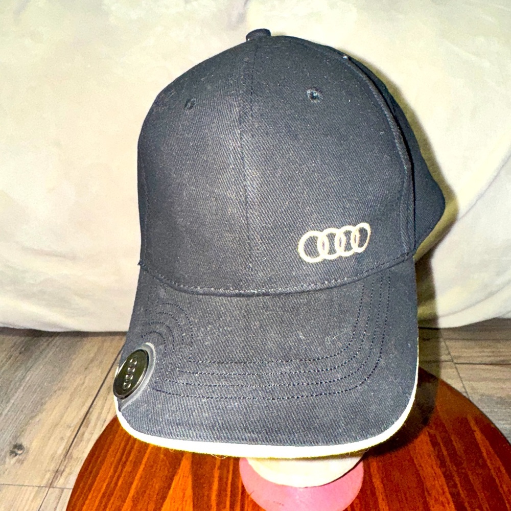 Audi Black Hat Adjustable One Size Fits Most Embroidered Golf Ball Marker Cap